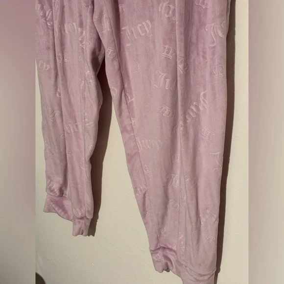 RARE XL Juicy Couture pink suit cropped hoodie joggers pajamas sweatsuit baggy - Picture 9 of 13
